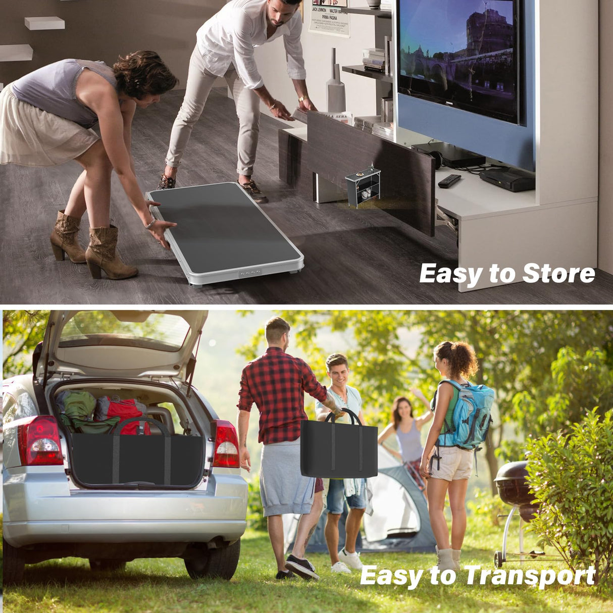 VINGLI Portable Bar Table, 3-Tier Shelves, Mobile Bar Table for Events, Party, Camping, Picnic, Tradeshow, Indoor with Black Skirt, 39 "L x 34" H VINGLI