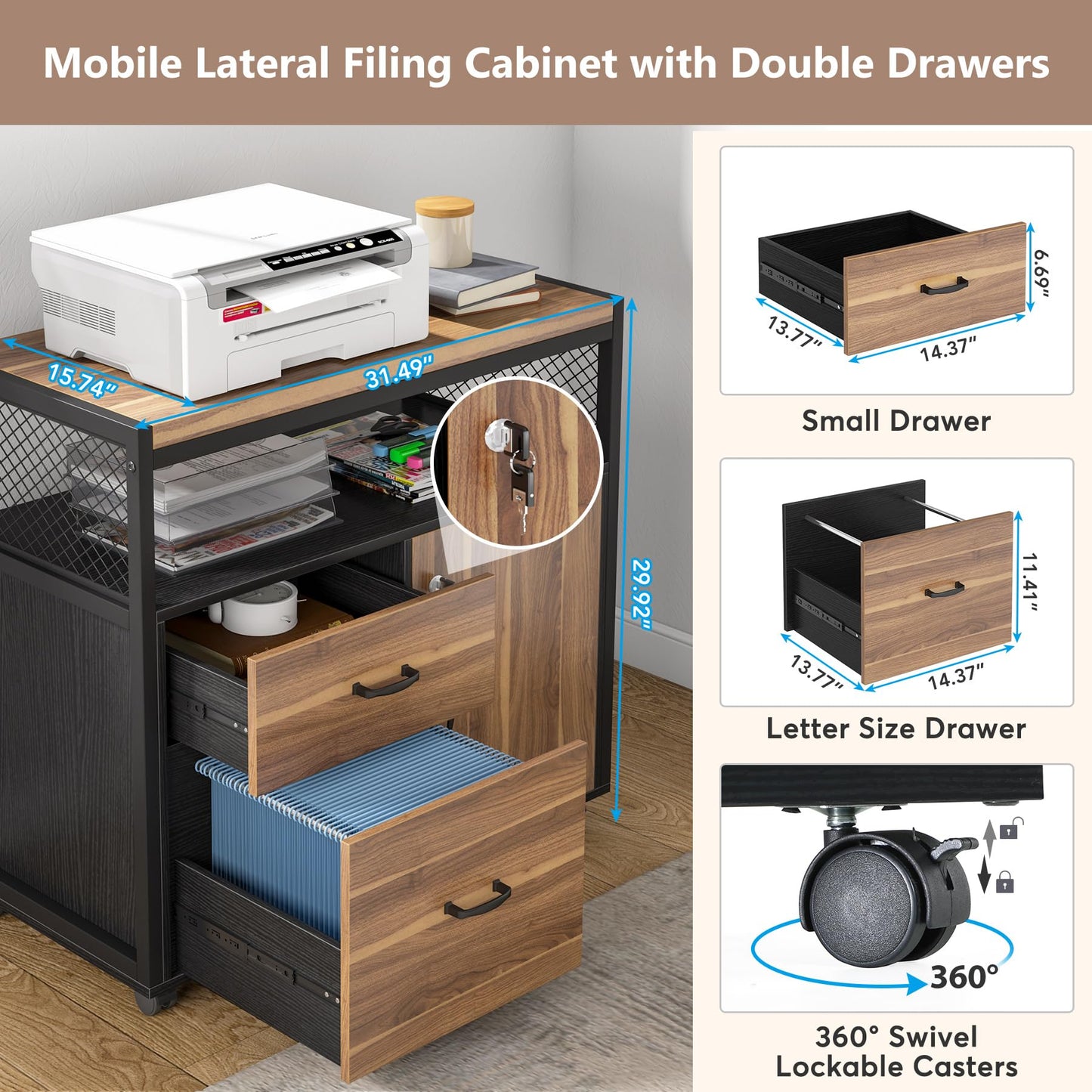 Tribesigns Office Desk with Drawers,55 inches L Shaped Computer Desk with Storage Shelves and Mobile File Cabinet, Executive Desk for Home Office Furniture Sets - WoodArtSupply