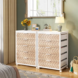 Tribesigns 5-Drawer File Cabinet, Wood Mobile Storage Drawer Unit, Industrial Office Cabinet with Drawers & Wheels, Rolling Printer Stand for Home Office (White & Beige) Tribesigns