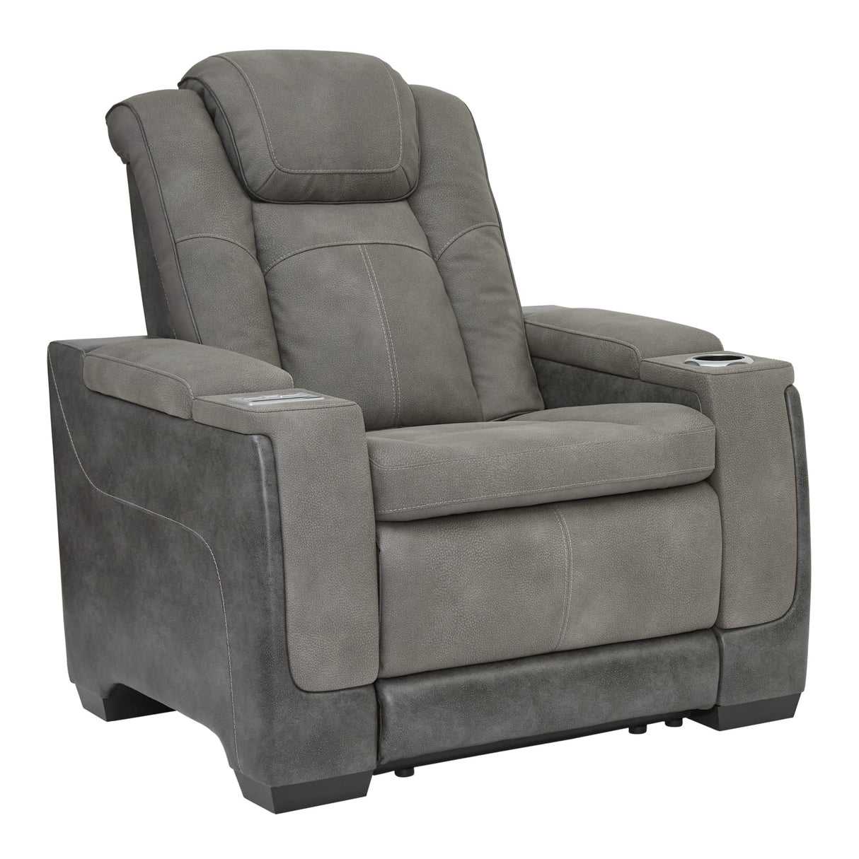 Signature Design by Ashley Next-Gen DuraPella Modern Faux Leather Power Recliner with Adjustable Headrest, Gray Signature Design by Ashley