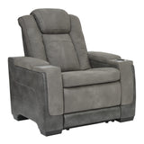Signature Design by Ashley Next-Gen DuraPella Modern Faux Leather Power Recliner with Adjustable Headrest, Gray Signature Design by Ashley