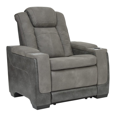 Signature Design by Ashley Next-Gen DuraPella Modern Faux Leather Power Recliner with Adjustable Headrest, Gray Signature Design by Ashley