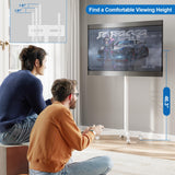 HOLMAXD Mobile TV Cart Rolling TV Stand for 23-65 Inch Screen Outdoor TV up to 110 lbs, Height Adjustable Portable TV Cart with Wheels and Tilt Mount, Outdoor TV Stand Mount, Max VESA 400x400mm, White HOLMAXD