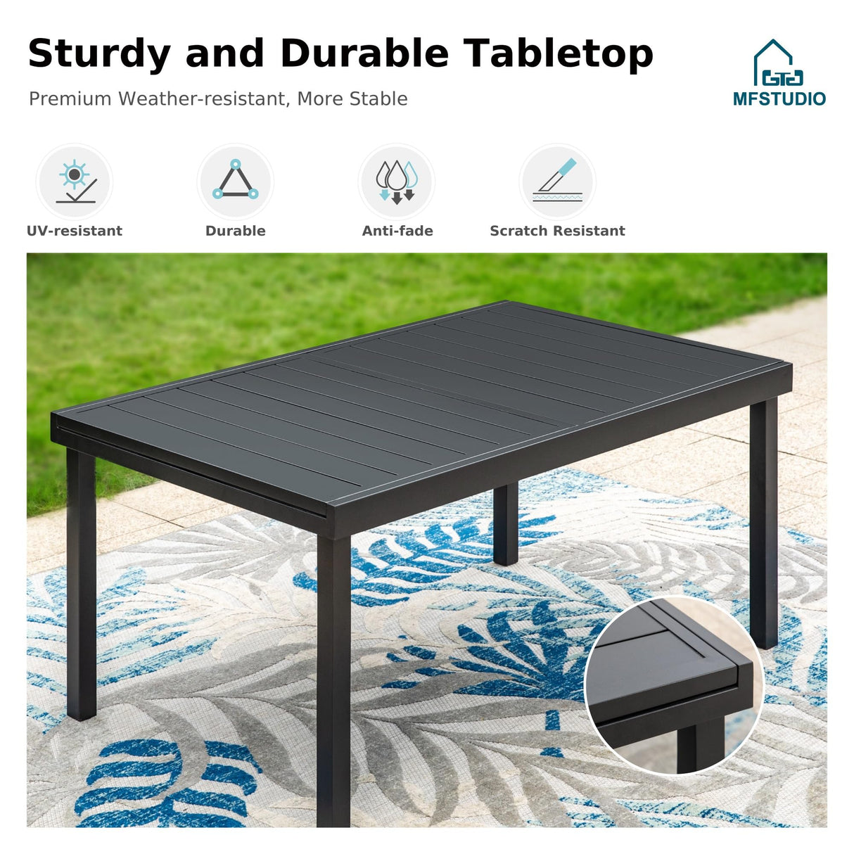 MFSTUDIO 9 Pieces Patio Dining Set, Patio Table and Chairs for 8, Outdoor Expandable Metal Table & Chairs with Cushions, Outdoor Rattan Dining Furniture Set for 8, Deck, Porch MFSTUDIO