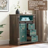 Minifeel Bathroom Floor Cabinet, Farmhouse Storage Cabinet with Sliding Barn Door, Small Storage Cabinet with Drawer for Bathroom, Kitchen, Living Room, Rustic Style Cabinet (Dark Rustic Oak) Minifeel