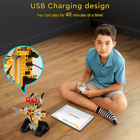 Sillbird Robot Building Kit with Remote Control STEM Gifts for Boys Age 8-13, Coding Buildable Robotic Technic Toys for Kids Birthday with 468 Pieces Sillbird