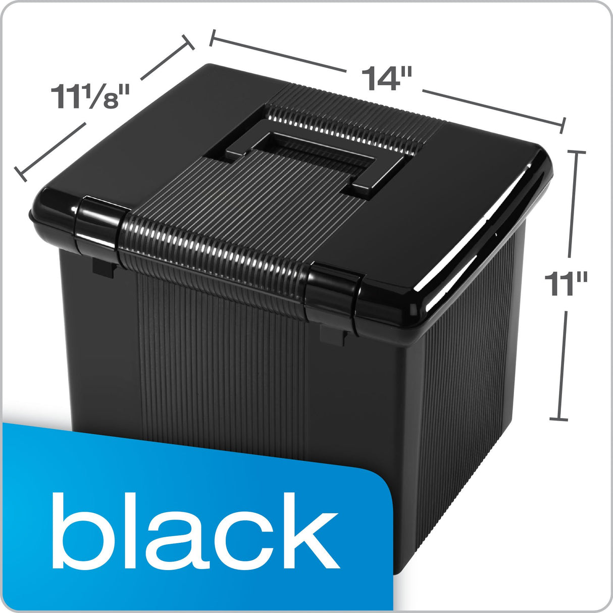 Pendaflex Portable File Box with File Rails, Simple Document Storage, File Bin for Home and Office, Hinged Lid with Double Latch Closure, Black, 3 Black Letter Size Hanging Folders Included (41742AMZ) Pendaflex
