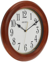 SEIKO 12 Inch Round Wood Classic Wall Clock, White,Brown Seiko
