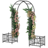 YITAHOME Garden Arbor with Planter Boxes, Wedding Arches for Ceremony, Black Metal Garden Archway for Climbing Plants Outdoor Lawn, Patio and Backyard YITAHOME