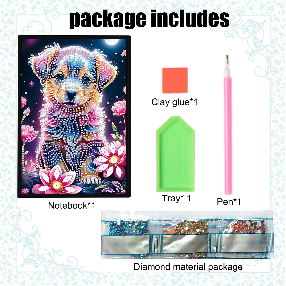 DIY Diamond Painting Notebook Kit, Theme of Pets, Special Shaped Diamond Art Notebook Journal Sketchbook for Writing & Drawing Focart