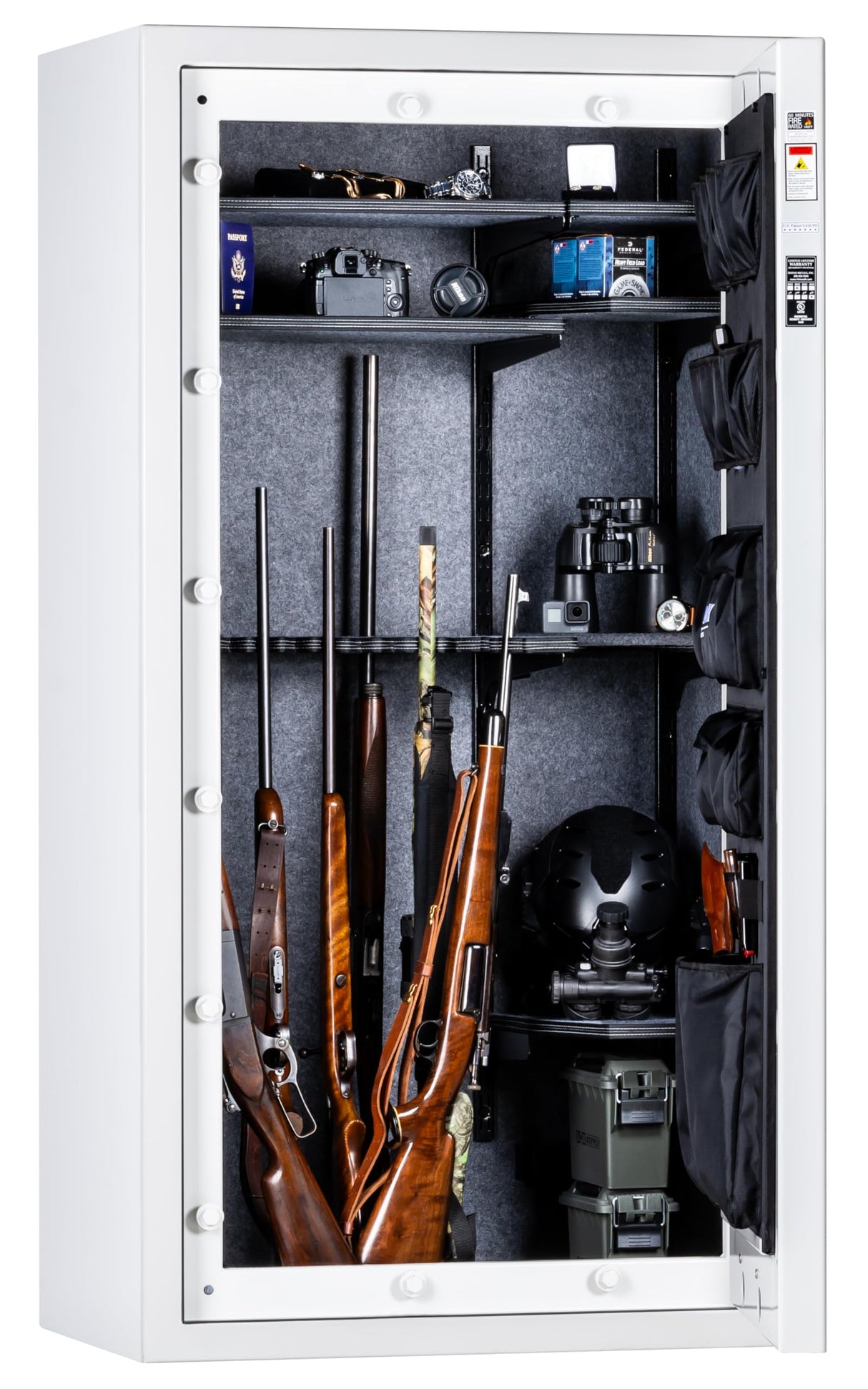 Kodiak Home Gun Safe for Rifles & Pistols | KGX6736W by Rhino Metals with New SafeX Security System | 46 Long Guns & 8 Pistol Pockets | 60 Minute Fire Protection | Gloss White Finish | 690lbs Kodiak