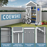 COEWSKE Outdoor Storage Shed, Small Tool Storage Cabinet, Waterproof Weather Resistant Wood Storage House Lockable with Floor for Backyard, Garden, Patio COEWSKE