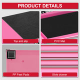 P.I.T. Mini Pink Tool Box, Portable 5-Drawer Micro Roll Cab Steel Tool Box with Liner, Pink Small Tool Case for Tools Storage, Home DIY P.I.T.