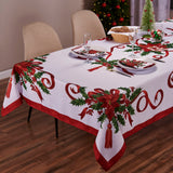 Kadut Christmas Ribbon Tablecloth (60 x 84 Inch) for 5 Foot Rectangle Tables, Heavy Duty Fabric, Stain Proof Xmas Ribbon Table Cloth for Harvest, Holiday, and Fall, & Christmas Dinner. Kadut