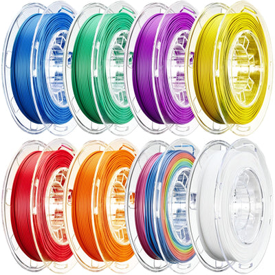 AOSEED 3D Printer Filament Set, 1.75mm (± 0.03 mm) PLA Filament, Purple/Green/Blue/Yellow/White/Iridescent/Red/Orange 3D Printing Filament Bundle for Most of 3D Printer, 200g/0.44lbs x 8 Spools Pack