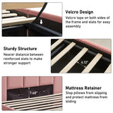Zanmintaobo Lift Up Storage Bed Queen Size, Upholstered Platform Bed with Hydraulic Storage System & Wood Slats Support, Queen Bed Frame with Headboard, No Box Spring Needed, Easy Assembly, Pink Zanmintaobo