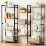 Casaottima Triple 4 Tier Bookshelf, Large Bookcase with 11 Open Display Shelves, Modern Industrial Book Shelves Book Case for Bedroom, Wide Standing Shelving Unit for Living Room Home Office, Vintage Casaottima