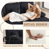 LIFEISLE 104" Sectional Couches for Living Room Modular Sofa with Double Chaise U Shaped Sofa Set with Intelligent Light for Home Furniture, Black LIFEISLE