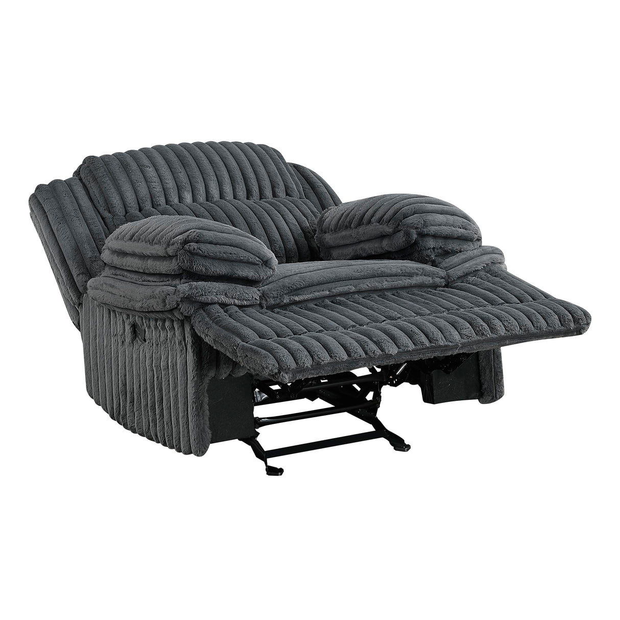 Lexicon Manual Glider Recliner Chair, Corduroy Manual Tab Pull Reclining Chair with Pillow Top Arms, Plush Cushions, Cozy Theater-Style Accent for Living Room/Bedroom, Easy Assembly, Dark Gray Lexicon