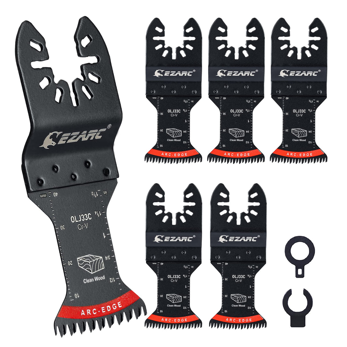 EZARC Japanese Tooth Oscillating Saw Blade, 5 PCS Arc Edge Oscillating Multitool Blades Clean Cut for Wood, Plastic EZARC