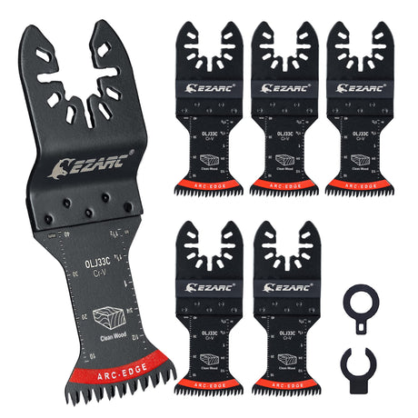 EZARC Japanese Tooth Oscillating Saw Blade, 5 PCS Arc Edge Oscillating Multitool Blades Clean Cut for Wood, Plastic EZARC