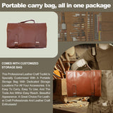 ESMING Leather Tooling Kit Craft Tools Leather Working Kit with Cutting Mats Crafts Enthusiast Professional Tool Set Custom Handbag Engraving Punching Sewing Stamping Sanding Tools ESMING