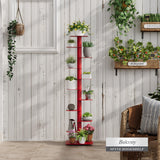 Suchtale Spine Bookshelf, Vertical Spine Book Tower, 11-Tier Metal Bookcase, Book Organizers Display Storage Rack for Study & Living Room, DIY Book Shelf for Decor, Red Suchtale