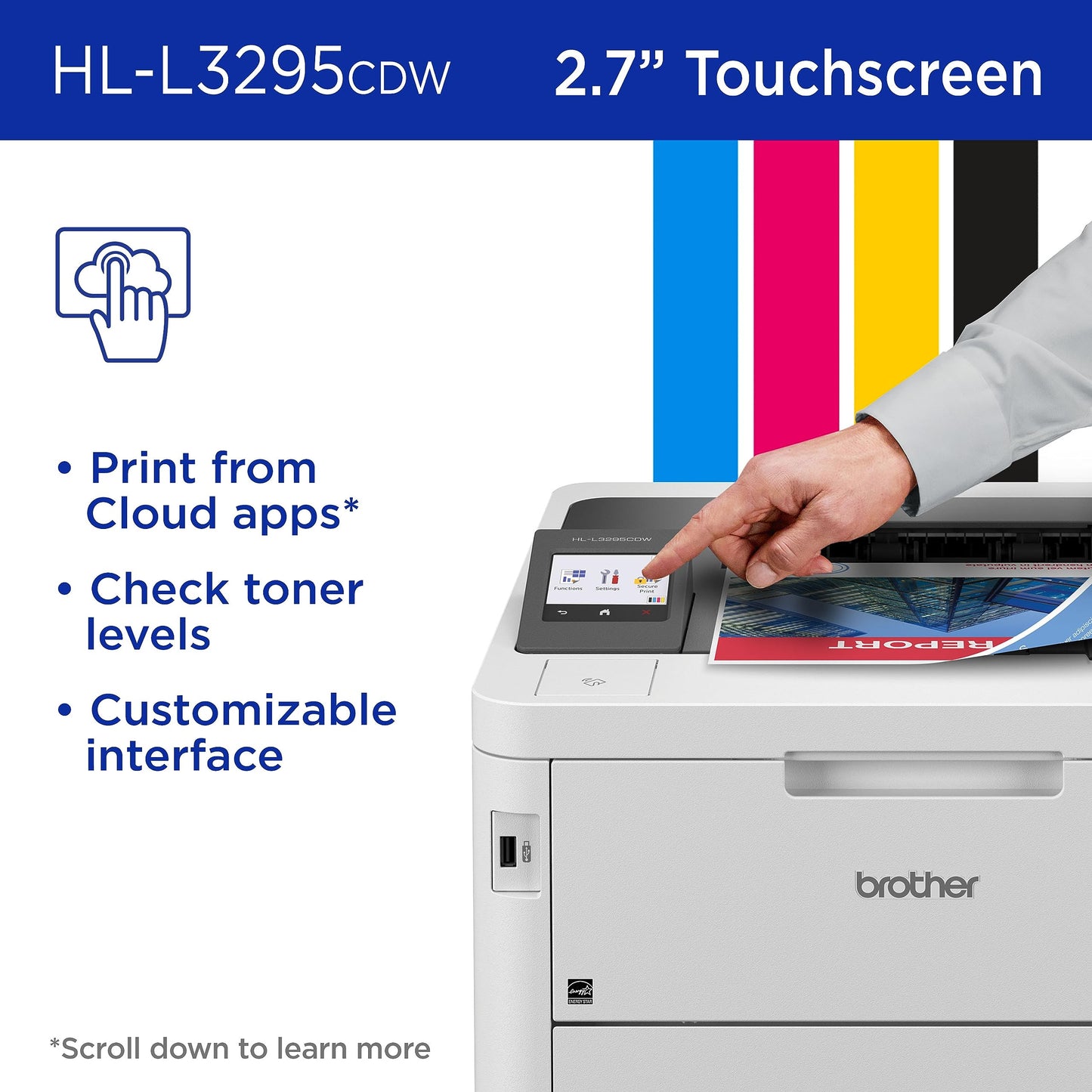 Brother HL-L3295CDW Wireless Compact Digital Color Printer with Laser Quality Output,Duplex,NFC,Mobile & Ethernet Includes 4 Month Refresh Subscription Trial,Amazon Dash Replenishment Ready,HLL3295CDW