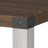 Treocho Farmhouse End Table Set of 2, Rustic Vintage Nightstand Side Table with Shelf for Living Room, Antique White & Brown Treocho