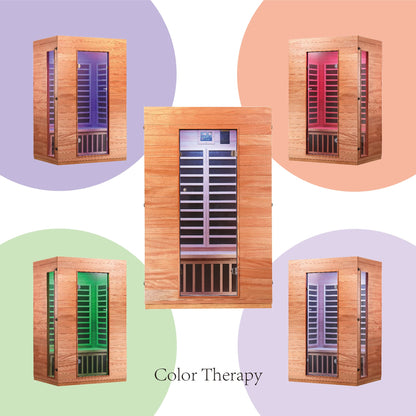 Royal Saunas Hongyuan Single Person Indoor Bluetooth Low EMF Far Infrared in Okoume & Hemlock Wood(WF9101)