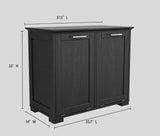 OLD CAPTAIN Double Tilt Out Trash Cabinet, Wooden Kitchen Garbage Can Free Standing Holder, Black Finish OLD CAPTAIN