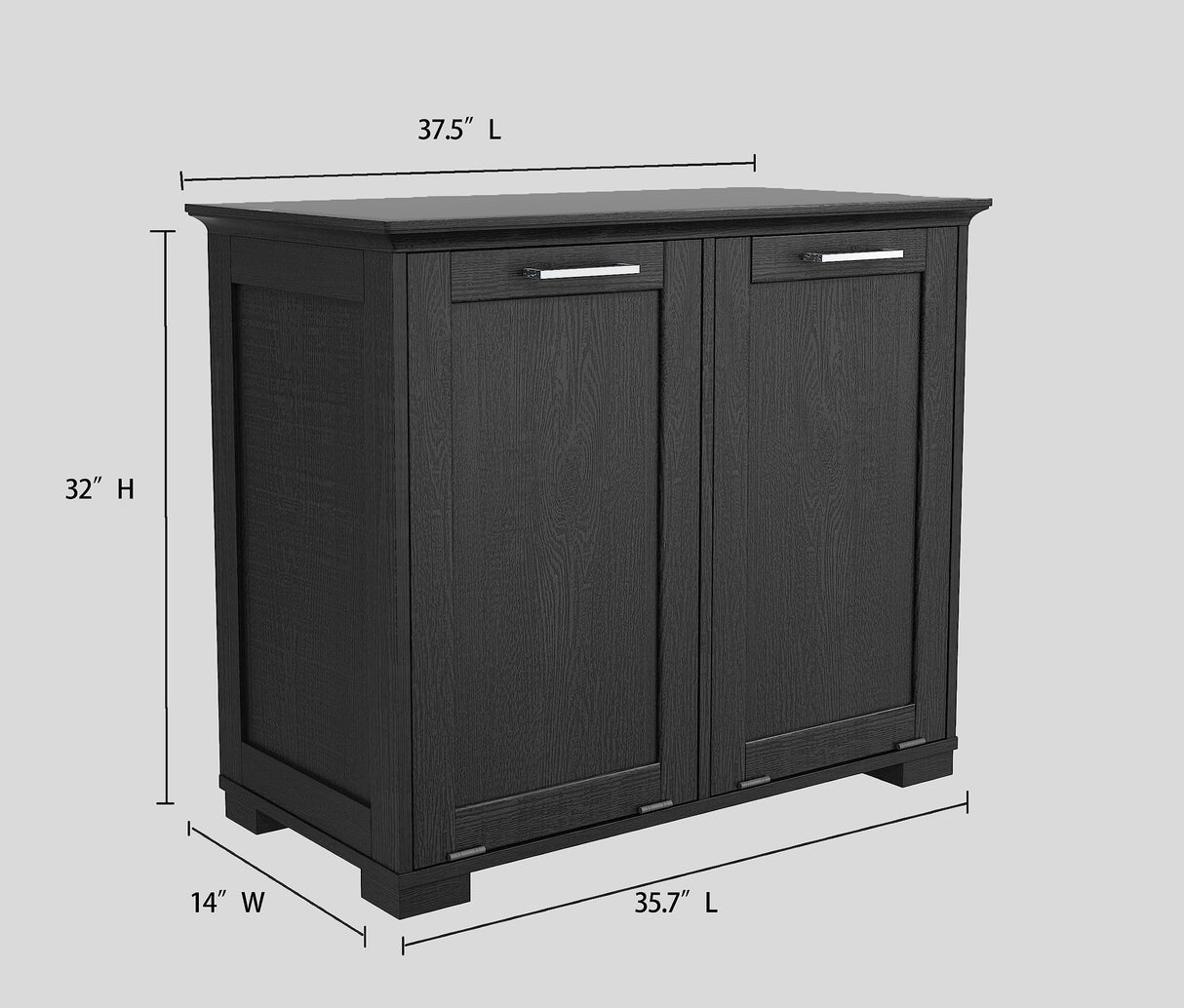 UpWiew Tilt Out Trash Cabinet Wooden, Double Door 2x10 Gallons, Black Finish UpWiew
