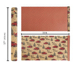 BIOBROWN Reversible Kraft Christmas Wrapping Paper - 17 Inch X 33 Feet (46.7 sq. ft. ttl.) - Vintage Trucks Design Perfect for Xmas, Party, Holiday Gift Wrap BIOBROWN