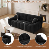 72.8" Boucle Cloud Sofa Couch with 2 Soft Pillows,Comfy Upholstered Teddy 2 Seater LoveSeat Sofa,Modern Deep Seat Sherpa Cloud Couch, Oversized Love Seat for Living Room Bedroom Apartment,Black DAMAIFROM