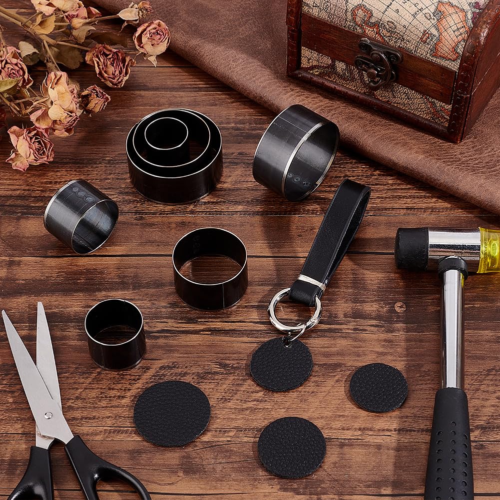 PH Padahall Leather Hole Punch Die Round, 8pcs Hole Hollow Punch 20 25 30 35 40 45 50 55mm High Carbon Steel Circle Cutter Tool Cutting Leather Hole Punch Set for Belts EVA Foam Fiber Board Clay Craft PH PandaHall