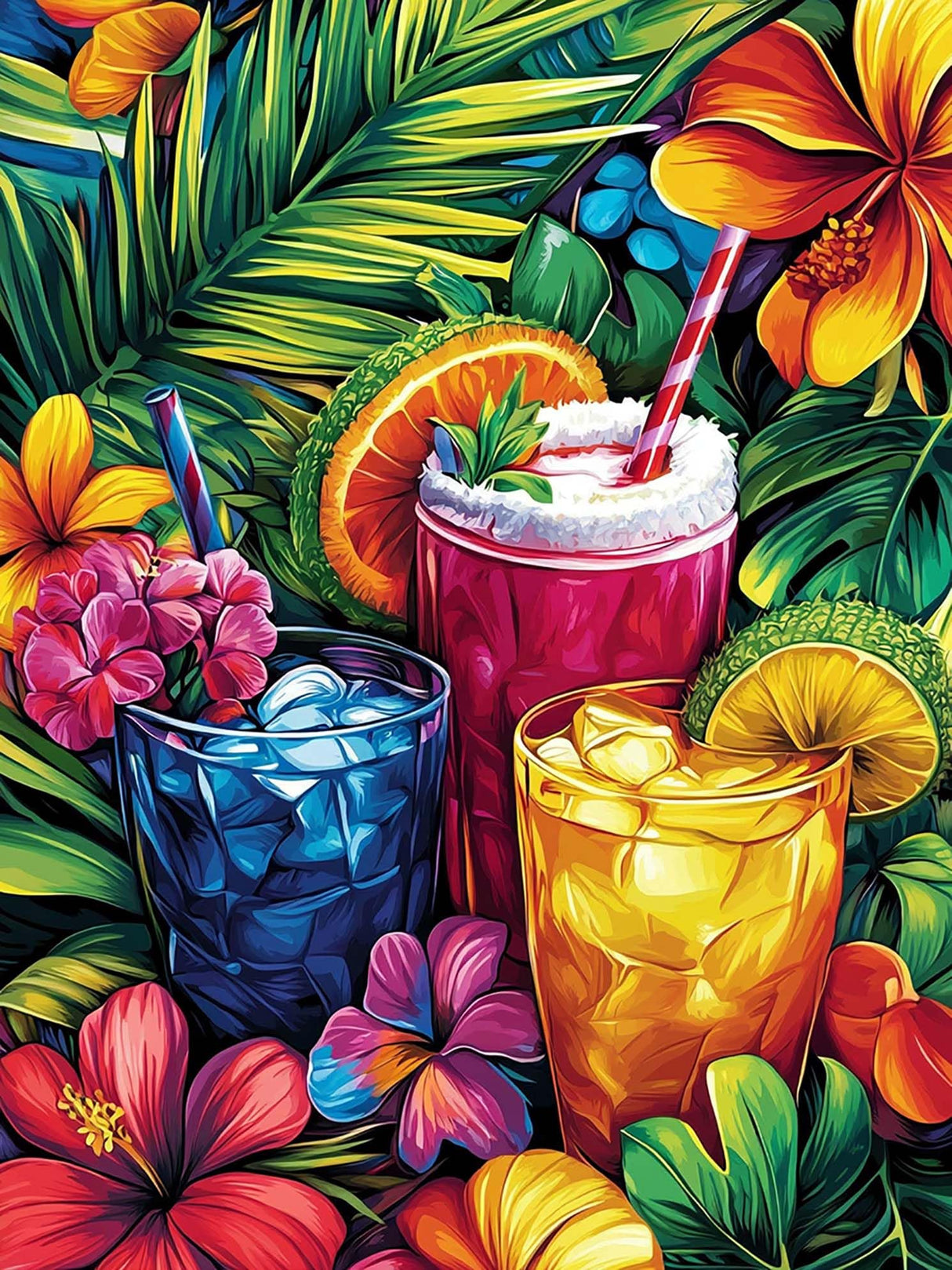 Kaliosy 5D Diamond Art Kits for Adults Summer Drink by Number Kits, Diamond Painting Art DIY Full Drill Crystal Craft Cross Stitch Embroidery Decoration (12x16 inch) 30x40 cm Kaliosy