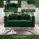 Wrofly Cloud Couch for Living Room, 59" Modern Overstuffed Deep Seat Velvet Loveseat Sofa with 2 Pillows, Comfy Upholstered 2 Seater Love Seat for Bedroom Office, Emerald Green Velvet Wrofly