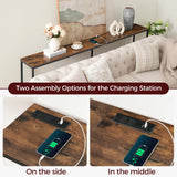 MAHANCRIS 78.7" Console Table with USB Ports, Sofa Table, Narrow Entryway Table with Outlets, 11.8" Wide Couch Table, Industrial Entry Table for Hallway, Living Room, Bedroom, Rustic Brown CTHR320E01 MAHANCRIS