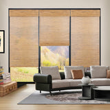 Chaudix Cordless Bamboo Shades, Blackout Bamboo Roman Blinds, Extra Width Privacy Wooden Blind, Sun Shade for Bedroom, Living Room, Dining Room, Acorn PS-043 Chaudix