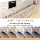 LOKHOM Washable Runner Rug, 2x8 Non-Slip Vintage Hallway Runner Rug with Rubber Backing, Boho Floral Soft Faux Wool Kitchen Runner Rug Carpet Runner for Kitchen Laundry Entryway Bedroom (Beige Brown) LOKHOM