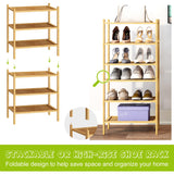 BMOSU 3-Tier Bamboo Small Shoe Rack Premium Stackable Shoe Shelf Storage Organizer for Hallway Closet Living Room Entryway Organizer(Natural) BMOSU