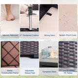 Kullavik 10 Pieces Outdoor Patio Furniture Set with 55000BTU Gas Propane Fire Pit Table,PE Wicker Rattan Sectional Sofa Patio Conversation Sets,Swivel Rocking Chairs Set,Sand Kullavik