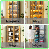 Display Cabinet with Acrylic Doors for Collectibles 4 Tier 3 Tier Small Curio Cabinet Display Case for Figures Wood Storage Cabinet for Bedroom Living Room Playroom Kitchen,Gray,4 Tier_Double Door NENAGGE