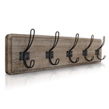 HBCY Creations Weathered Rustic Coat Rack Wall Mount with 5 Hooks, Solid Pine Wood 24 inch Wall Hooks for Entryway, Mudroom, Hallway, Bathroom - Vintage Farmhouse Style Wall Mounted Towel Rack HBCY Creations