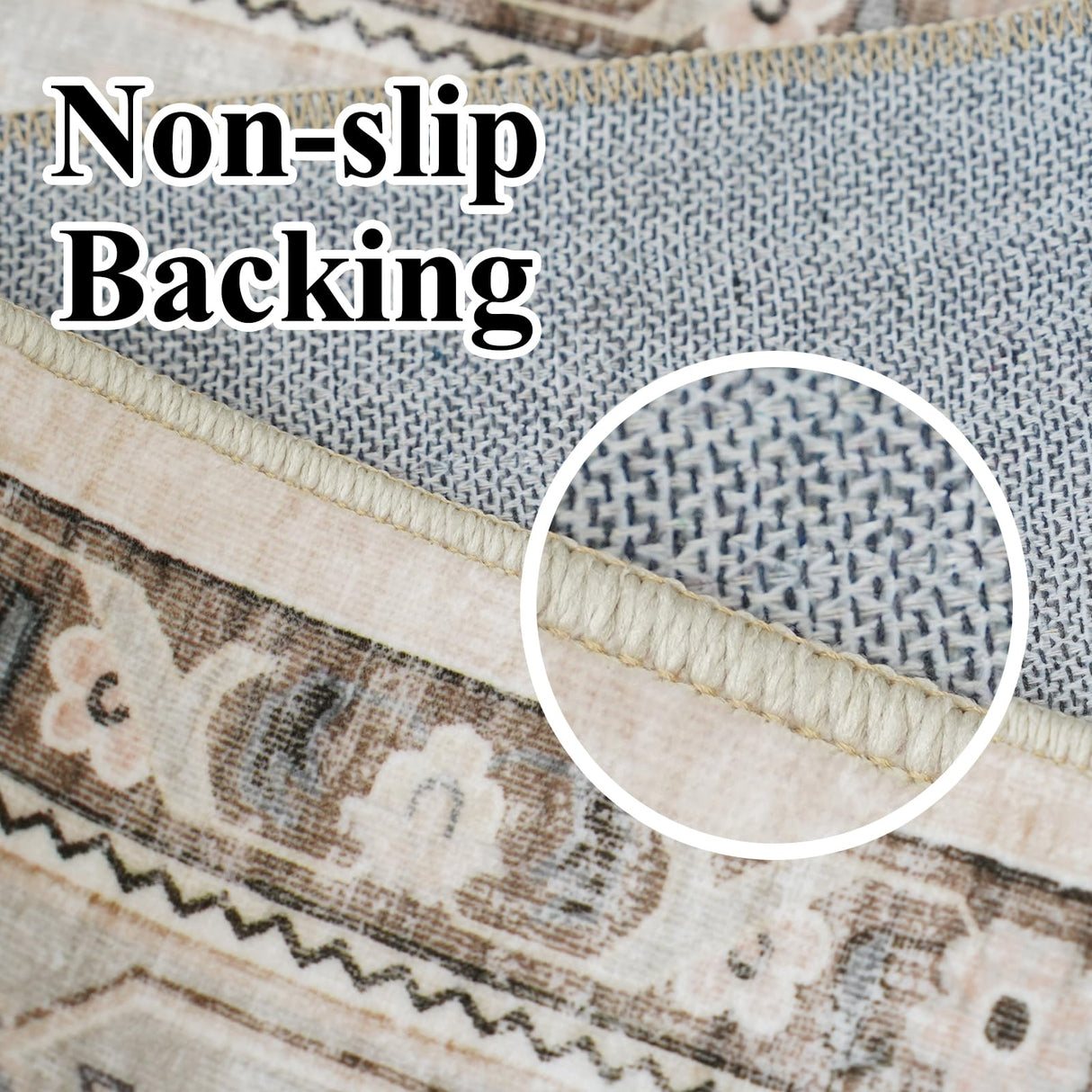 HILORUUG Washable Area Rug 9x12 - Bedroom Living Room Large Indoor Oriental Rugs - 0.13inch Low Pile Stain Resistant Rugs with Rubber Backing for at Least 108 sq ft Spaces (9x12 Ivory/Multi) HILORUUG