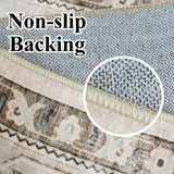 HILORUUG Washable Area Rug 9x12 - Bedroom Living Room Large Indoor Oriental Rugs - 0.13inch Low Pile Stain Resistant Rugs with Rubber Backing for at Least 108 sq ft Spaces (9x12 Ivory/Multi) HILORUUG