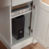 Sauder Palladia L-Shaped Home Office Desk, L: 68.74" x W: 65.12" x H: 29.61", Glacier Oak Finish Sauder