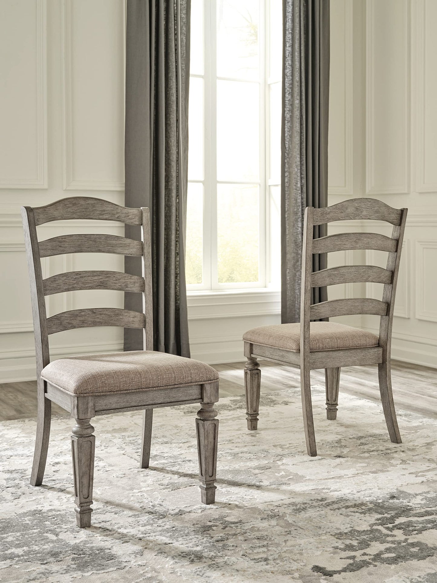 Signature Design by Ashley Lodenbay Classic Farmhouse Weathered Dining Chair, Set of 2, Antique Gray