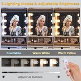 Farmhouse Vanity Desk with Mirror and Lights, 41" Sliding Door Makeup Vanity with Charging Station, Large Vanity Table with Drawers/Shelves/Cabinet Storage, Antique White MSmask