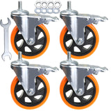 Stem Casters Heavy Duty Swivel Threaded Stem Caster Wheels with American Size 1/2''-13x1'' Thread Dual Locking Wheel with Brakes Pack of 4 (5 inch, with Brake) AOCHENLY